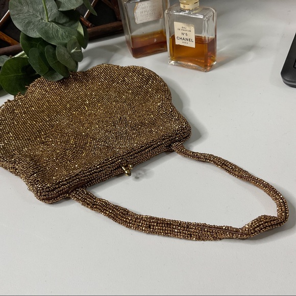 VTG Beaded Evening Purse 50s Bronze  Belgium - Picture 5 of 15